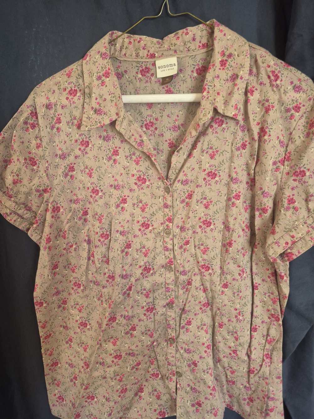 Sonoma Light Pink Floral Button-Up Shirt